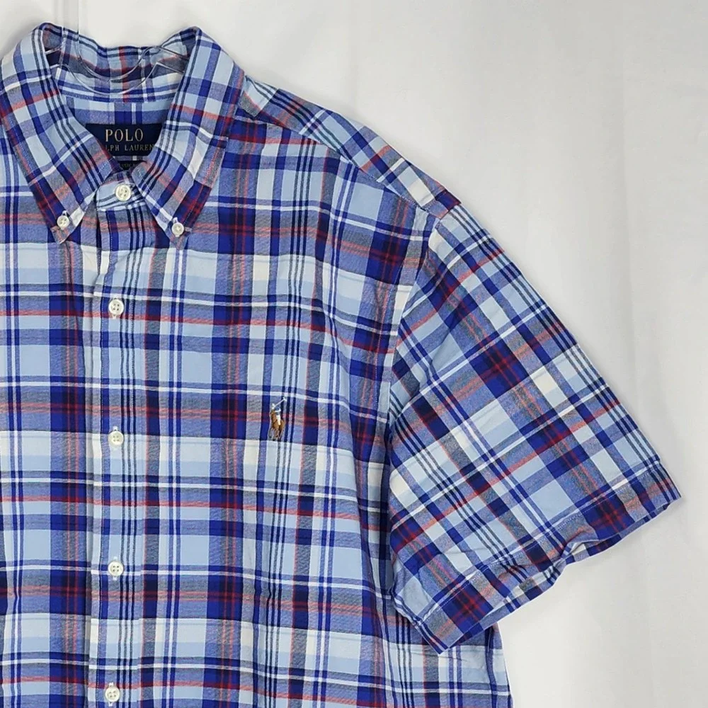 Polo Ralph Lauren Mens Plaid Short Sleeve Button Down Shirt XL Classic Preppy
